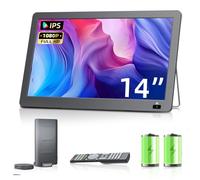 DESOBRY (New Upgrades Portable TV 14.2 Inch Small TV 1080P, Mobile TV with Battery and DVB-T2 Tuner, USB HDMI AV Input, Portable Car TV for Camping, Motorhome, Kitchen