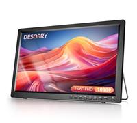 Desobry Portable TV 15.6 inch 1080P Rechargeable Battery TV with DVB-T2 Tuner, Support USB HDMI AV input, 12v tv for campervan/caravan/camping/motorhomes