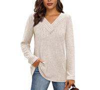 Desol Chunky Womens Jumpers Long Sleeve Tunic Shirts Tops Oversized Cosy Lightweight Thin Cute Ladies Jumper Plus Size Apricot XXL