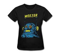 Desolate Seico Women Weezer Rock Band Logo T-Shirt Black
