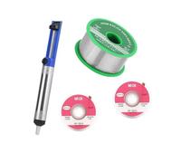 Desoldering Pump， Solder Wick, Solder Wire 3-in-1 Kit Included Solder Wire 0.8 Mm Lead-Free 20g, Desoldering Pump and 2 Desoldering Braids (2.5mm Width, 1.5m Length) for Electrical and Electronic