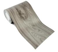 DESOMINOR 32.8FT Brown Grey Border Peel &Stick Wood Grain Wallpaper Border Removable Waterproof Bathroom Mirror Frame Sticker (Grey)