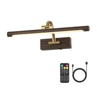 DESOOP Picture Lights for Wall Battery Operated, 3CCT Dimmable Gallery Light with Remote and Timer Wood Grain Finish Art Lighting for Paintings and Portraits, 15.75'' Inch 3W