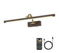 DESOOP Wireless Picture Lights for Wall, 3CCT Dimmable Art Lighting for Paintings Wood Grain Finish Gallery Light Rechargeable Artwork Light for Frame Portraits 23.62'' Inch 5W