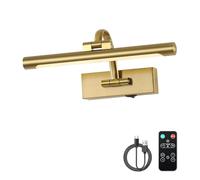 DESOOP Wireless Picture Lights for Wall Rechargeable Brass Gallery Lights Battery Operated Art Lamps with Remote and Timer Dimmable Painting Lights for Artwork Portrait Display 12 Inch 2W 2700K