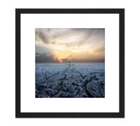 DeSousa Paris Skyline From Montparnasse Photo 8X8 Inch Square Wooden Framed Wall Art Print Picture with Mount Artery8 Black One Size