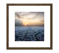 DeSousa Paris Skyline From Montparnasse Photo 8X8 Inch Square Wooden Framed Wall Art Print Picture with Mount Artery8 Brown One Size
