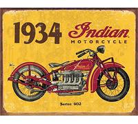 Desperate Enterprises 1934 Indian Motorcycle Tin Sign - Nostalgic Vintage Metal Wall Décor - Made in USA