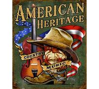 Desperate Enterprises American Heritage Country Music Tin Sign - Nostalgic Vintage Metal Wall Décor - Made in USA