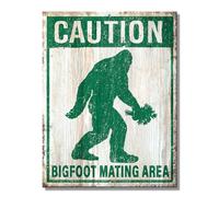 Desperate Enterprises Bigfoot Mating Area Small Hemmed Tin Sign - Nostalgic Vintage Metal Signs for Garage or Man Cave - Made in the USA