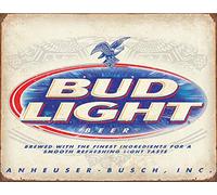 Desperate Enterprises Bud Light Retro Tin Sign - Nostalgic Vintage Metal Wall Décor - Made in USA
