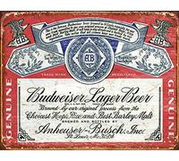 Desperate Enterprises Budweiser Historic Label Tin Sign - Nostalgic Vintage Metal Wall Décor - Made in USA