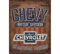 Desperate Enterprises Chevy Motor Division - American Tradition Tin Sign - Nostalgic Vintage Metal Wall Decor - Made in USA