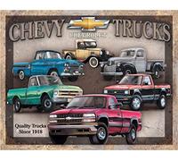Desperate Enterprises Chevy Trucks Tribute Tin Sign - Nostalgic Vintage Metal Wall Decor - Made in USA