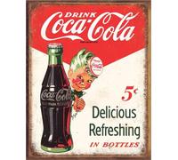 Desperate Enterprises Coca-Cola Sprite Boy 5 Cents Tin Sign - Nostalgic Vintage Metal Wall Decor - Made in USA
