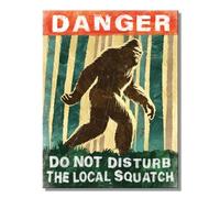 Desperate Enterprises Danger Squatch Small Hemmed Tin Sign - Nostalgic Vintage Metal Signs for Garage or Man Cave - Made in the USA