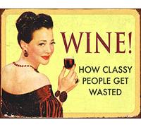 Desperate Enterprises Ephemera - Wine - How Classy People Get Wasted Tin Sign - Nostalgic Vintage Metal Wall Decor - Made in USA