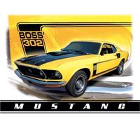 Desperate Enterprises Ford Mustang Boss 302 Tin Sign - Nostalgic Vintage Metal Wall Decor - Made in USA