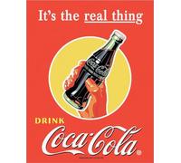 Desperate Enterprises It's The Real Thing Coca-Cola Tin Sign - Nostalgic Vintage Metal Wall Décor - Made in USA