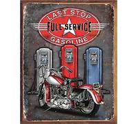 Desperate Enterprises Legends - Last Stop Gasoline Tin Sign - Nostalgic Vintage Metal Wall Decor - Made in USA