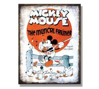 Desperate Enterprises Mickey Mouse Musical Farmer Tin Sign - Mickey and Minnie Bathroom Décor - Nostalgic Vintage Metal Signs - Made in the USA