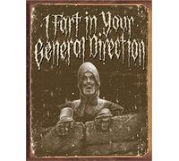 Desperate Enterprises Monty Python - I Fart In Your General Direction Tin Sign - Nostalgic Vintage Metal Wall Decor - Made in USA
