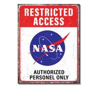 Desperate Enterprises NASA Restricted Tin Sign - Nostalgic Vintage Metal Wall Decor - Made in USA