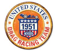 Desperate Enterprises NHRA - US Drag Racing Team Fully Embossed Round Steel Sign - Nostalgic Vintage Metal Signs - Made in the USA