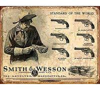Desperate Enterprises Tin Sign S&W Revolvers One Size Black Vintage Wall Mounted Latch Decorative Signs Decorative Sign Firearms Sign