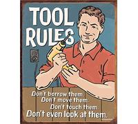 Desperate Enterprises Tool Rules Tin Sign - Nostalgic Vintage Metal Wall Decor - Made in USA