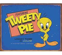 Desperate Enterprises Tweety Pie Tin Sign - Nostalgic Vintage Metal Wall Decor - Made in USA