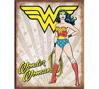 Desperate Enterprises Wonder Woman Heroic Tin Sign - Nostalgic Vintage Metal Wall Décor - Made in USA