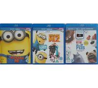 DESPICABLE 1 / DESPICABLE 2 / SECRET LIFE OF PETS + 3 MINI MOVIES = 3x BLU-RAY SET