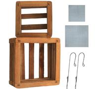DESQUIGGLE Set of 2 Wooden Orchid Baskets with Hangers, Hanging Vanda Baskets for Outside