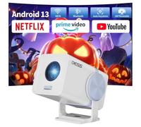 Dess Mini Projector,Portable projector can be powered by power bank,outdoor projector with Wifi6 and bluetooth,Movie projector,180° Rotatable, Auto Keystone Correction hometheater proyector,T1(White)