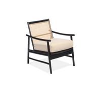 Desser Borneo Rattan Accent Chair Indoor Black With Boucle Cushion