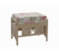 Desser Chelsea Natural Rattan Footstool Real Cane Indoor Cushioned Footrest With Uk Sewn Cushion Blossom