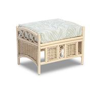 Desser Chelsea Natural Wash Rattan Footstool Real Cane Indoor Cushioned Footrest With Uk Sewn Cushion Tropical