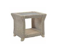 Desser 'Clifton' Natural Rattan Conservatory Glass Top Lamp Table Natural