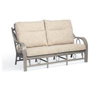 Desser Madrid Grey Natural Rattan 3 Seater Conservatory Sofa Real Cane Wicker Indoor Sofa With Uk Sewn Cushions In Farrow Fabric