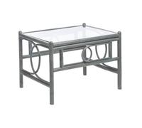 Desser Madrid Grey Natural Rattan Coffee Table With Glass Top Table Real Cane Wicker Tea Table - H48Cm X W67Cm X D53Cm