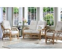 Desser Madrid Light Oak 3 Seater Sofa & 2 Armchairs Indoor Real Cane Rattan Conservatory Suite With Uk Sewn Cushions In Jasper