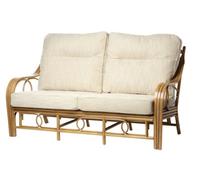 Desser Madrid Light Oak Natural Rattan 3 Seater Conservatory Sofa Real Cane Indoor Sofa With Uk Sewn Cushions In Jasper Fabric