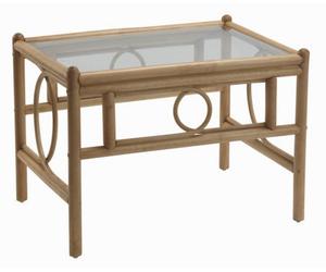 Desser Madrid Light Oak Natural Rattan Coffee Table With Glass Top Real Cane Wicker Tea Table - H46 X W73 X D52Cm