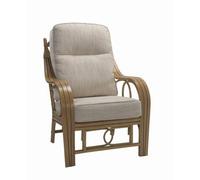 Desser Madrid Light Oak Natural Rattan Conservatory Armchair Real Cane Indoor Chair With Uk Sewn Cushion In Jasper Fabric