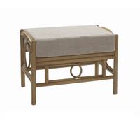 Desser Madrid Light Oak Natural Rattan Footstool Real Cane Indoor Cushioned Wicker Footrest With Uk Sewn Cushion In Jasper Fabric