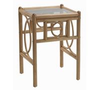Desser Madrid Light Oak Natural Rattan Lamp Table With Glass Top Real Cane Wicker Side Table - H59Cm X W41Cm X D41Cm