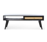 Desser Manhattan Coffee Table Mango Wood & Cane In Black With 1 Drawer
