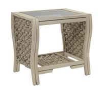 Desser Milan Lamp Table With Glass Top - Natural Rattan