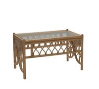 Desser Oslo Light Oak Natural Rattan Coffee Table With Glass Top Table Real Cane Wicker Tea Table - H49 X W79 X D48Cm